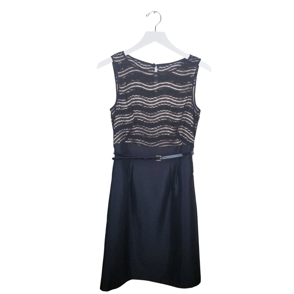TAHARI Arthur S. Levine Dress Black Lace w/ Gold - Size 4